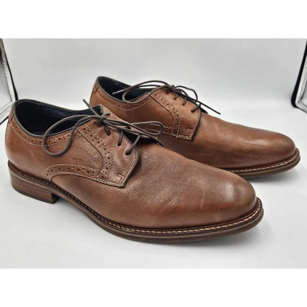 Johnston & Murphy XC Flex Raleigh Plain Toe Oxford Shoes Brown Men's Size 11
